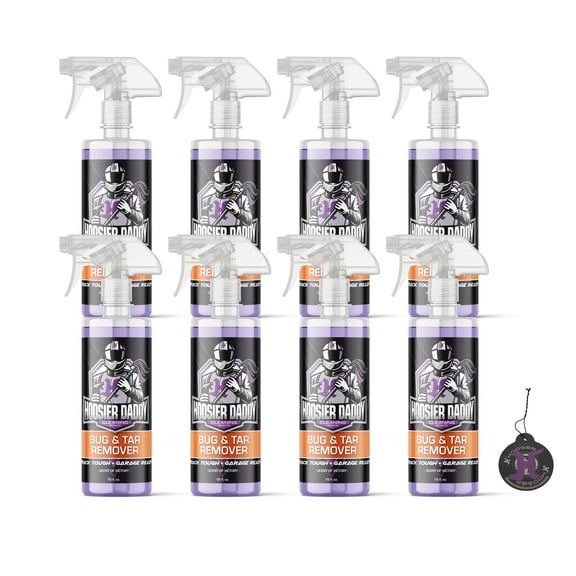 Hoosier Daddy 16oz Car Bug & Tar Remover - Fast-Acting Formula Dissolves Tough Bugs, Tar, & Sap - Easy Spray-On, Wipe-Off Solution for a Spotless Polished finish(8-Pack)