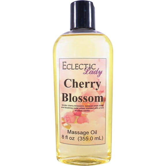 Cherry Blossom Massage Oil by Eclectic Lady, 8 oz, Sweet Almond Oil and Jojoba Oil