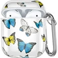thumbnail image 1 of Compatible with Airpods Case Cover Cute Protective Case for Airpods 2 & 1, Fadeless Pattern Shockproof Hard Case Cover with Portable Keychain for Girls Women Men - Multiple Butterfly, 1 of 8