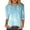 Light Blue, variant on Summer Tops For Women Fashion Print Three Quarter Sleeve Round Neck Versatile Easy Care Leisure Navy Womens Shirts XXL