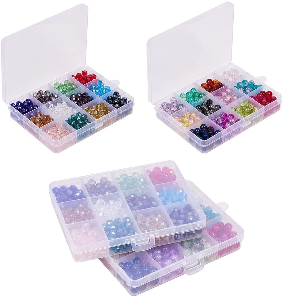 780pcs 24 Color Glass Beads Jewelry Making 300pcs Glass Beads and 480pcs Briolette Faceted Glass Beads Necklace Bracelets Making