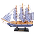 thumbnail image 1 of Wooden Sailing Ship Mediterranean Style Home Decoration Handmade Carved Nautical Boat Model Gift, 1 of 8