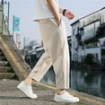 thumbnail image 3 of Men's Casual Pants Trendy Spring Summer Wear Loose Fit Striped Straight Leg Trousers for Everyday Comfort Versatile Fashion for Modern Men Mens Trousers Office Formal Plus Size Elastic Waist, 3 of 4