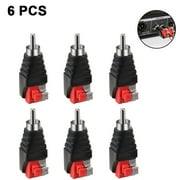 Speaker Wire Cable to Audio Male RCA Connector Adapter Jack Plug Pack of 6