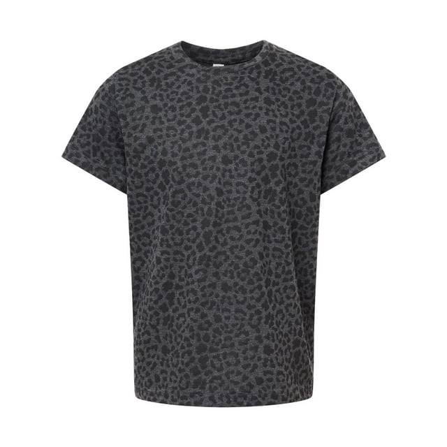 Youth Fine Jersey Tee, M, Black Leopard
