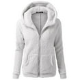thumbnail image 2 of Yindaity Woman Coat Winter Discount Women Hooded Sweater Coat Winter Warm Wool Zipper Coat Cotton Coat Outwear Light Gray,M, 2 of 5