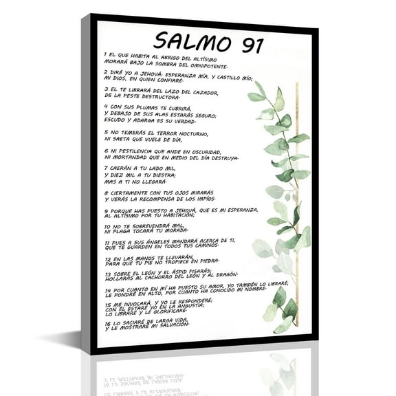 Salmo 91 En Español Para Pared Bible Verse Wall Art Scripture Framed Biblical Psalm 91 Canvas Painting Christian Prayer Room Office Living Room Decor Gifts Ready To Hang