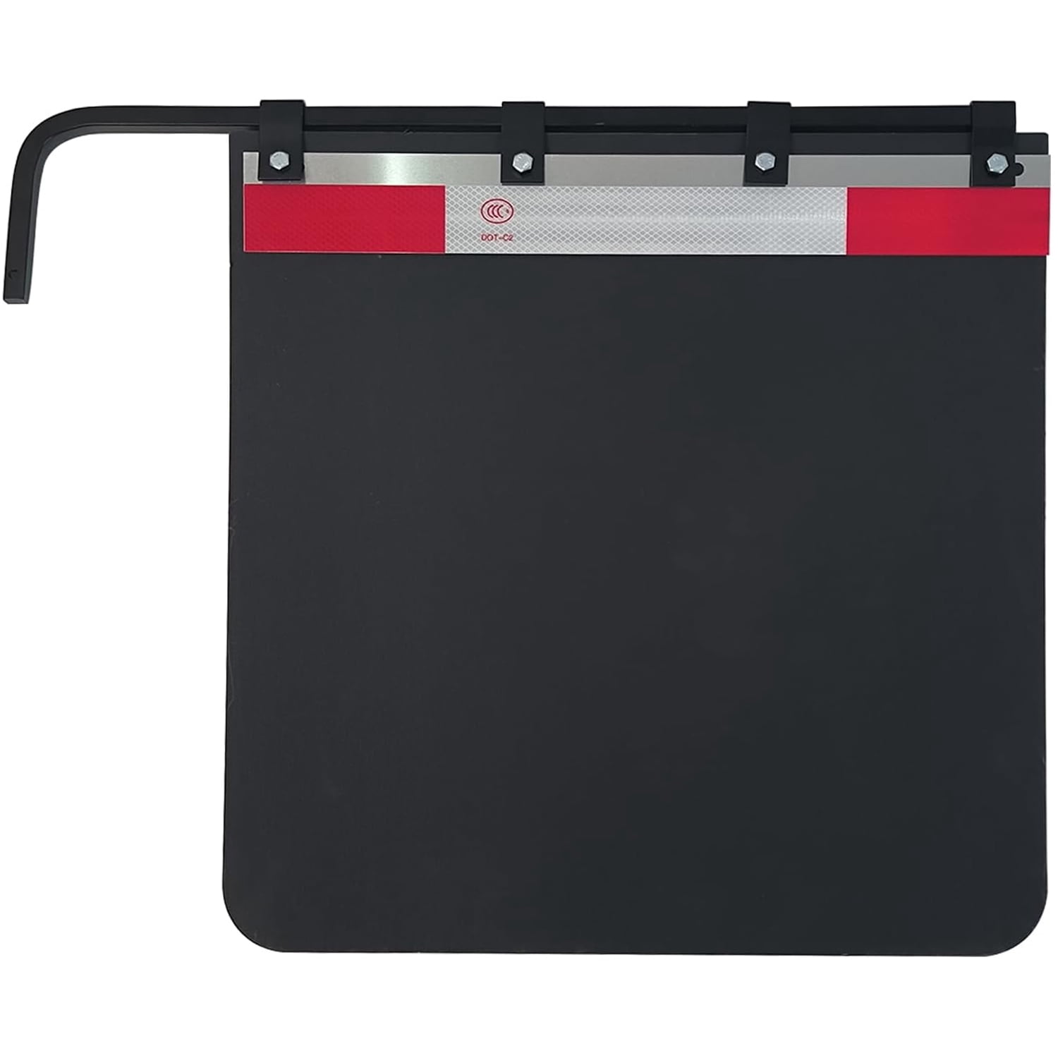 24"x24" Black Polymer Mud Flaps and 24"x3" Mud Flap Reflector Reflective Tape Fit for Semi Trucks Trailers, 2 Pack