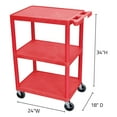 thumbnail image 3 of Luxor 18" x 24" Three Shelf Flat Utility Cart - Red, 3 of 4