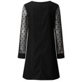 thumbnail image 5 of Sexy mujer Puff manga larga impreso Patchwork suelto cuello en V señoras malla Mini vestido Pompotops  ghjkhdj6697, 5 of 5