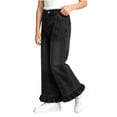 thumbnail image 4 of Lmnyox Wide Leg Jeans for Girls Baggy Cute Elastic Waist Denim Pants Teen Fashion Ruffle Jeans with Pockets, 4 of 9