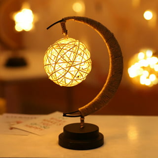 BUTORY Enchanted Moon Lamp LED Hanging Moon Lamp Memorial Moon Lamp  Nightlight with Holder Crescent Moon Ball Light Bedroom Bedside Table  Decoration