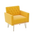 thumbnail image 2 of S-HOME Modern Velvet Armchair Single Sofa in Gold Legs and Tufted Design for Living Room or Bedroom, orange-yellow, 2 of 6