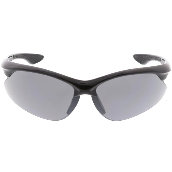 Sports Semi Rimless TR-90 Wrap Sunglasses Slim Arms Neutral Colored Lens 77mm (Black / Smoke)