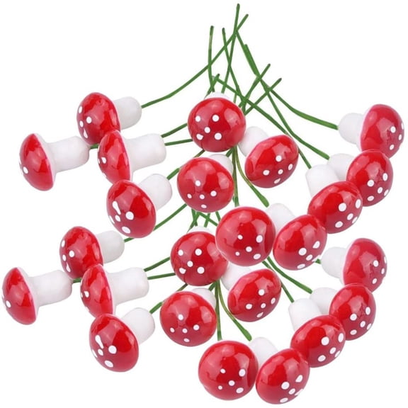 100 Pack Mini Foam Mushroom Decorations for Garden Flower Pots Craft DIY Projects Fairy Garden Ornaments with Metal Wire Stems