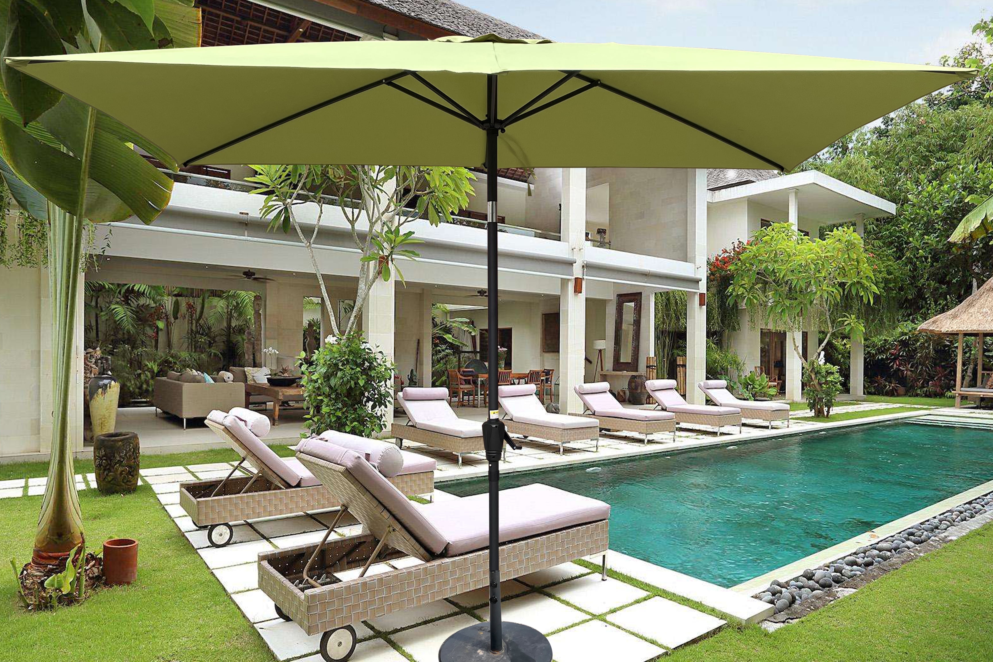 Royard Oaktree 6x9ft Patio Umbrella, Outdoor Rectangular Market Umbrella with Crank and Push Button Tilt, Outside UV Protection Sun Shade Table Umbrella for Garden Lawn Backyard Poolside, Lime green