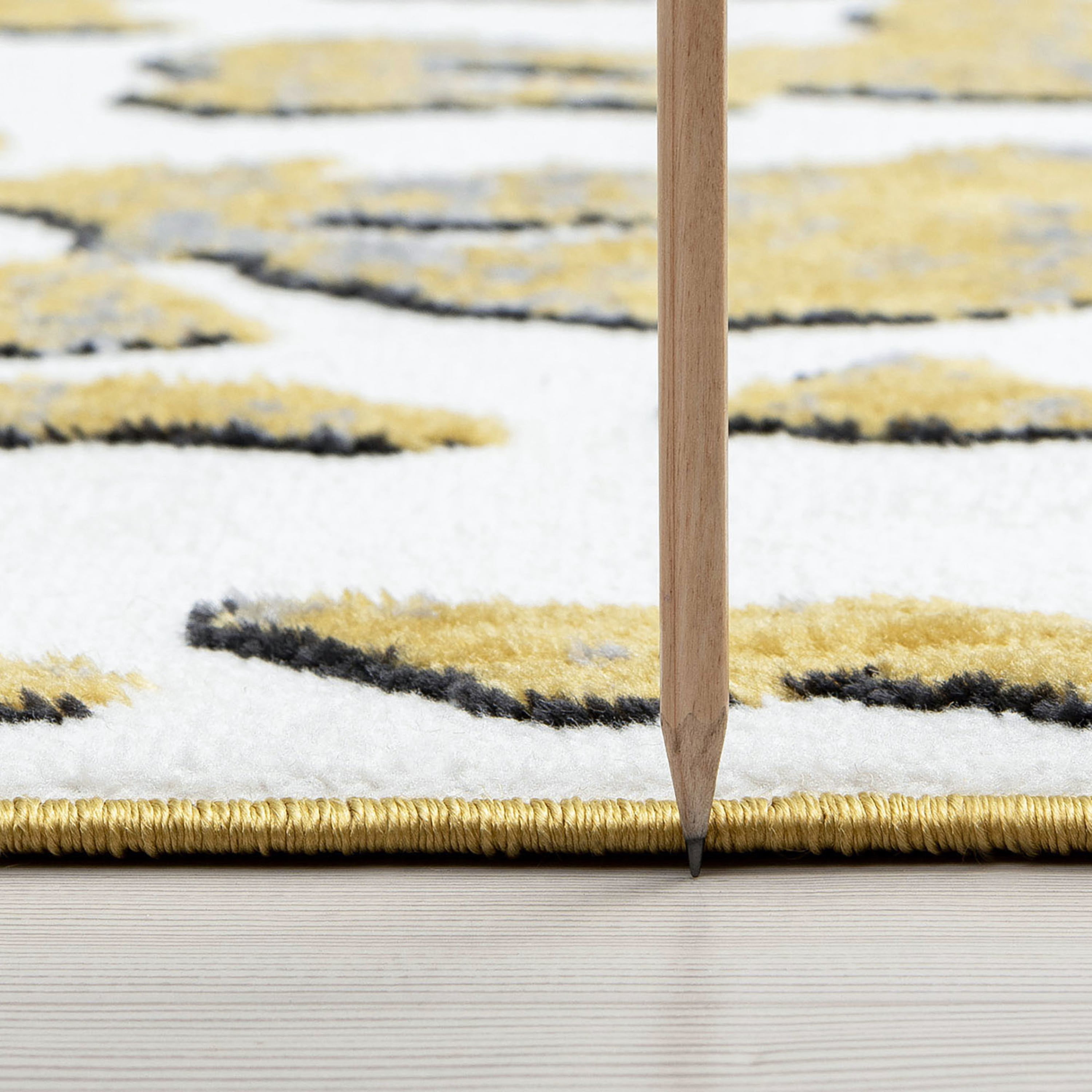 Contemporary 8x10 Area Rug (7'11'' x 10'3'') Abstract Yellow, Gray Living Room Easy to Clean
