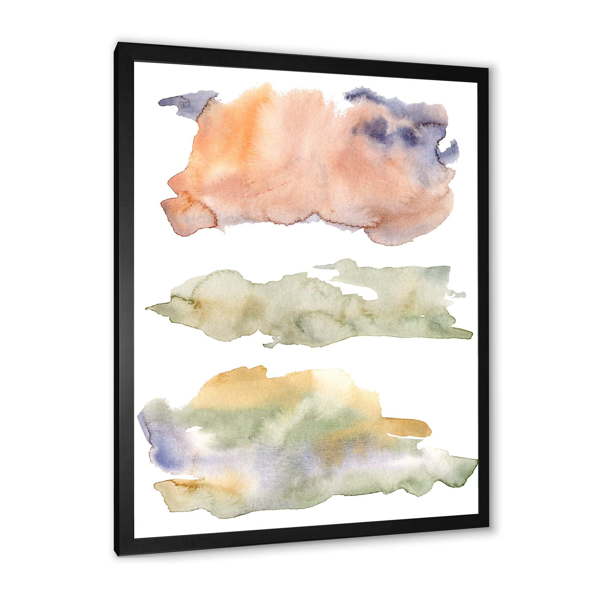 Designart 'Abstract Orange Blue and Beige Green Clouds' Modern Framed Art Print