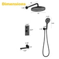 thumbnail image 6 of Sunrinx Matte Black 3-Function Shower System Set with Solid Brass Control Valve, 10" Overhead Shower, 3-Spray Handheld, and Bathtub Spout, Modern Shower Systems for Bathroom, 6 of 9