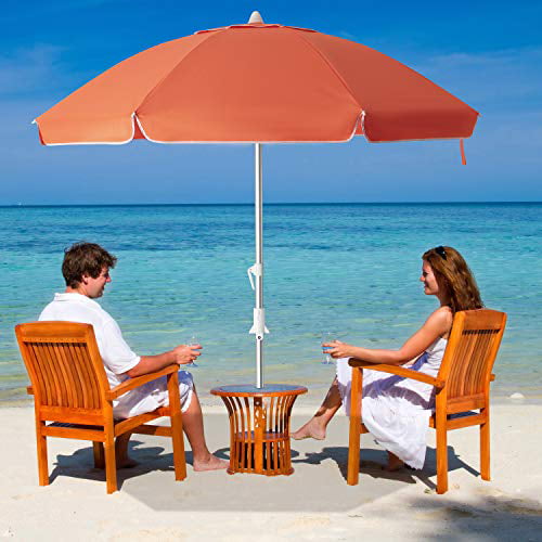 Portable UV 50 MEWAY 6.5ft Beach Umbrella with Sand Anchor & Tilt Mechanism Protection，Outdoor Sunshade Umbrella with Carry Bag，for Garden Beach Outdoor Orange