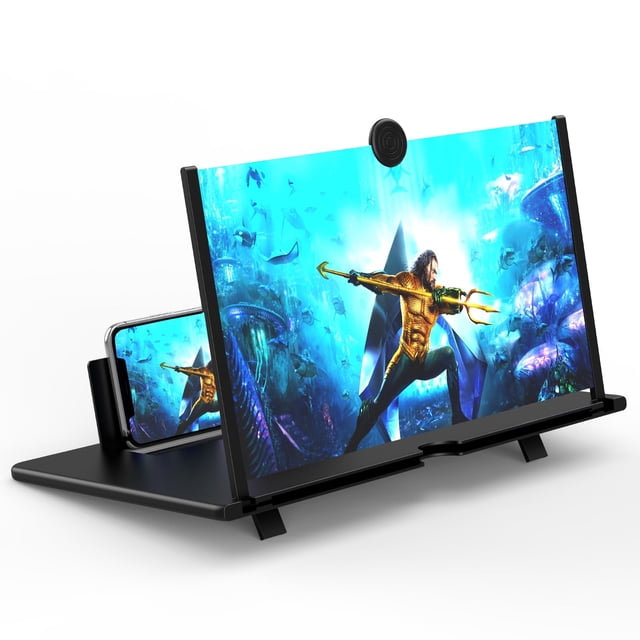 Lupa de visualización de 18 pulgadas para teléfono celular – Ampliador de visualización HD 3D ampliador de visualización para películas, vídeos y juegos, soporte plegable para teléfono con