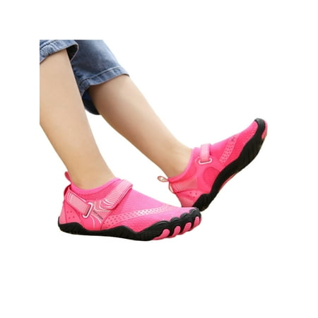 

Avamo Unisex Water Shoes Barefoot Beach Shoe Quick Dry Aqua Socks Exercise Flats Surf Anti-Slip Slip On Rose Red 7C