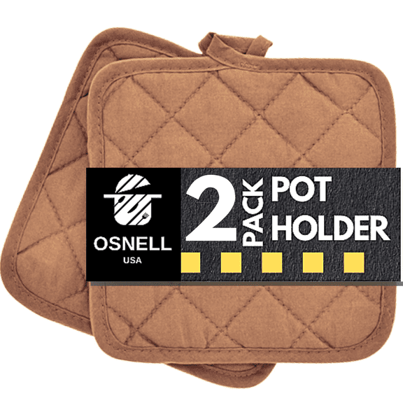 Pot Holders 7" Square Solid Color (Pack of 2) - Brown - Pot Holders For Kitchen