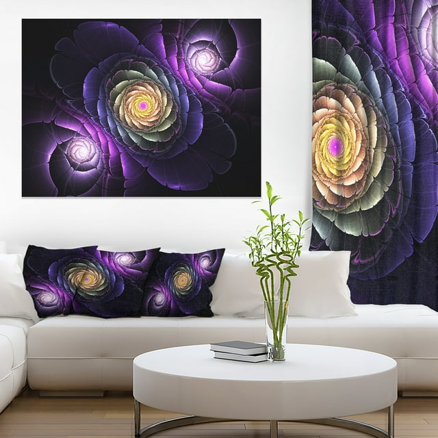 Fractal Purple Flowers Digital Art - Large Flower Canvas Wall Art