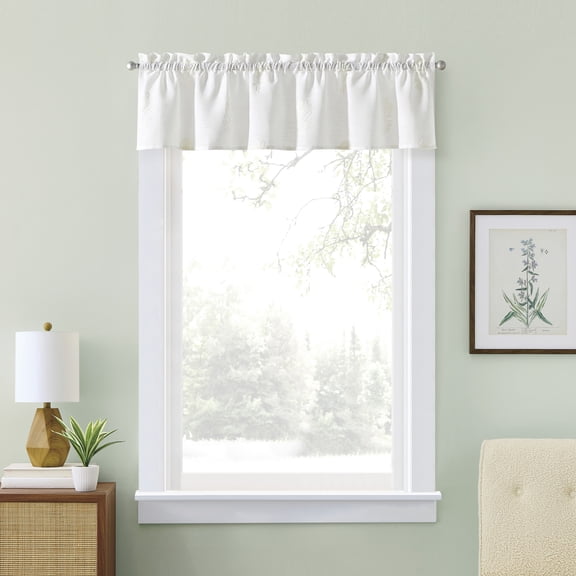 Curtainworks Grace Floral Valance White, 1 Piece, Indoor, Rod Pocket, 56" x 14", Adult