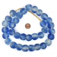 thumbnail image 2 of Jumbo Recycled Glass Beads, 21–25mm – African Sea Glass for Wall Hangings, Coffee Table Decor, Shelf Styling, and Home Accents – (Blue Swirl) – The Bead Chest, 2 of 4