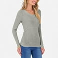 thumbnail image 3 of BLCHUNen Womens Blouses Ribbed Knitted Long Sleeve Fall Shirts Crew Neck Pullover Lightweight Casual Workout Tops, 3 of 4