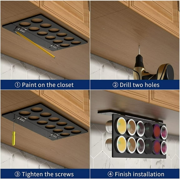 Coffee Pod Holder, Acrylic K Cup Holder, Wall Mounted Coffee Pod Holder, Under Cabinet Coffee Pod Storage for K Cups, Coffee Pods Shop Desktop in Office and Kitchen Space-Saving(Black)