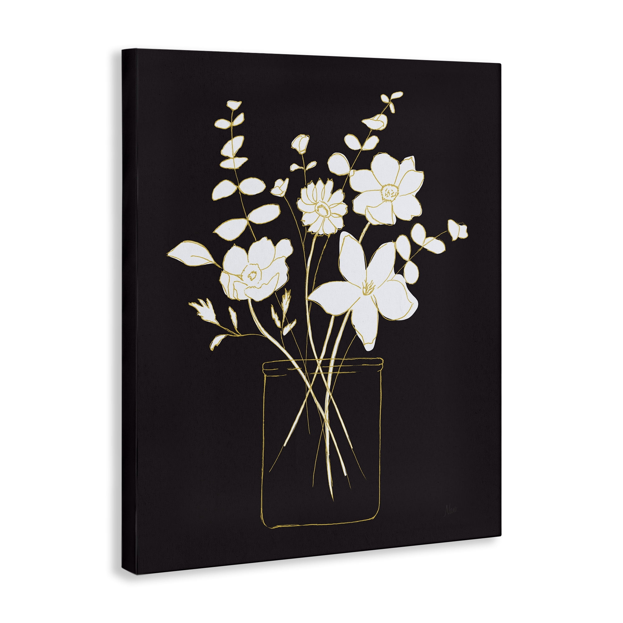 Stupell Industries Classy White Flowers Botanical & Floral Painting Gallery Wrapped Canvas Art Print Wall Art, 16 x 20