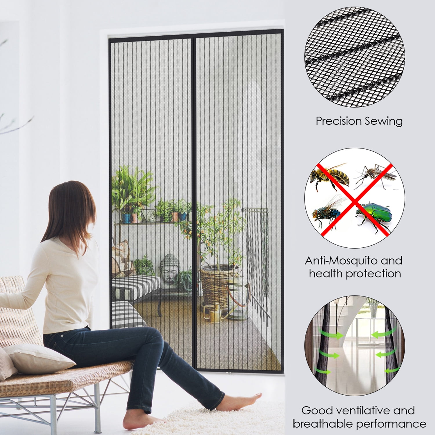 Mycarbon Screen Door, 2 Pack Magnetic Door Screen Fits for 38" x 82" Doors