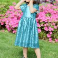 thumbnail image 5 of Sequins Dresses for Girls Short Sleeve 3-8 Years Toddlers Kids Trendy Sparkly Shiny Solid Color Crewneck Birthday Party Dress 2025, 5 of 6