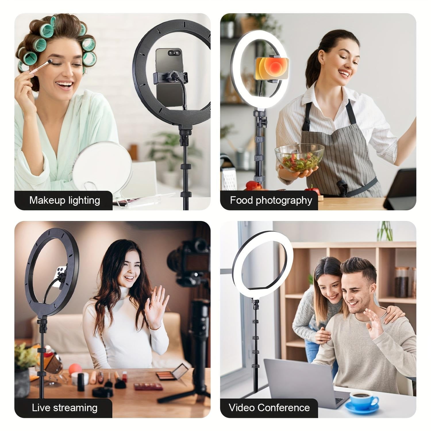 12" Big LED Ring Light with Adjustable 63" Tripod Stand - 3 Color Temperature Settings for Professional Video Lighting, ASMR Recording & Twitch Streaming Setup