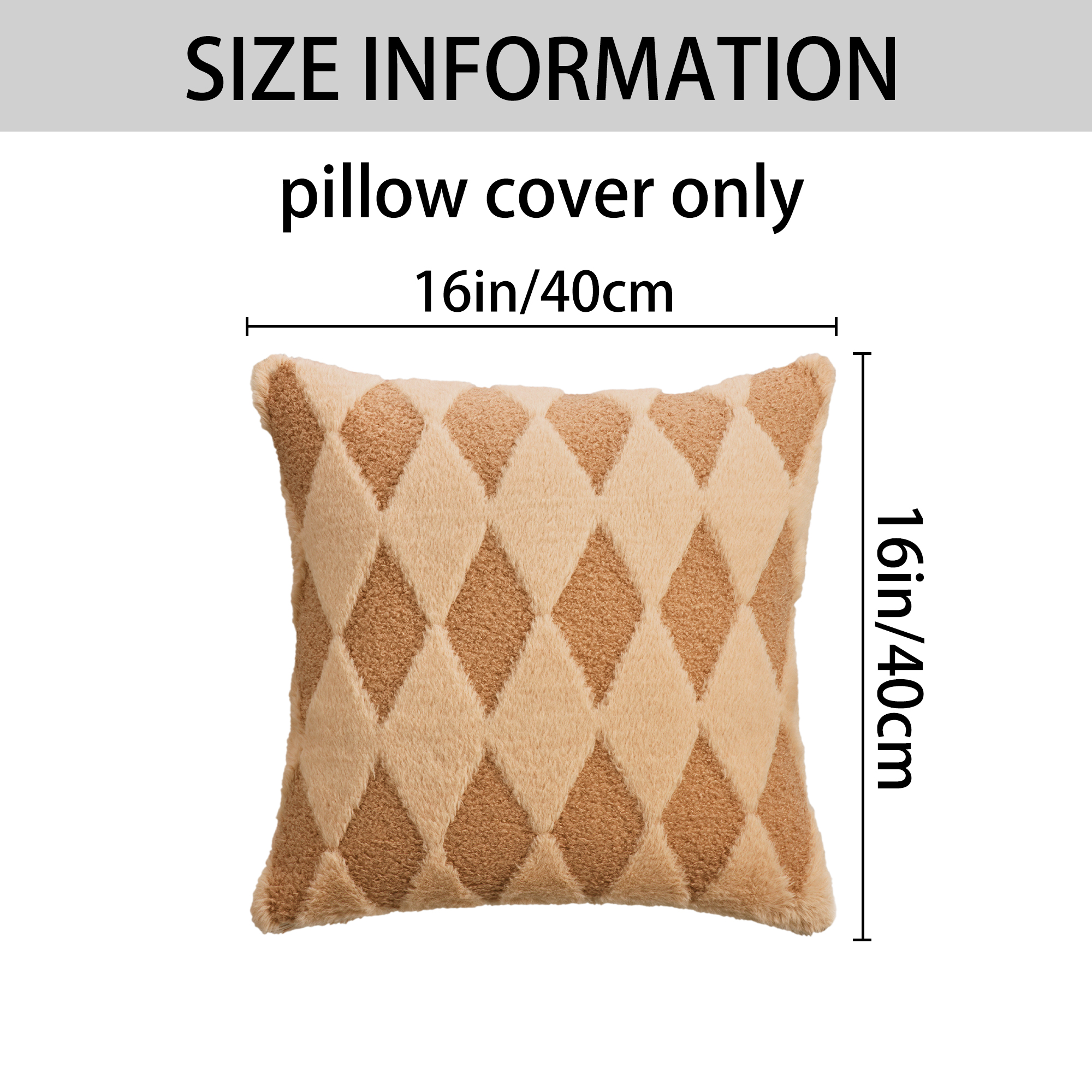 Unique Bargains Pack of 2 Plush Throw Pillow Covers with Diamond Pattern Camel