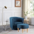 thumbnail image 5 of Dazone Swivel Armchair & Ottoman Set, Modern Accent Upholstered Single Sofa Chair With Footstool, 360°Rotating Armchair and Footrest Set, Club Tub Chair for Living Room Bedroom Reading Room,Blue, 5 of 6