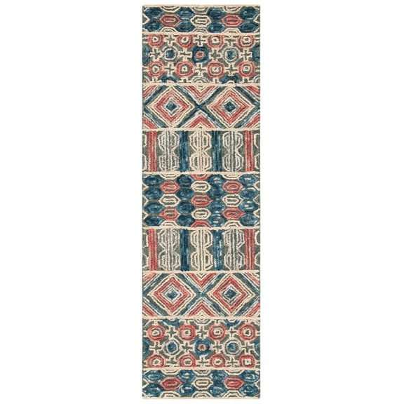 SAFAVIEH Trace Earnestine Geometric Runner Rug, Grey/Navy, 2'3" x 8'