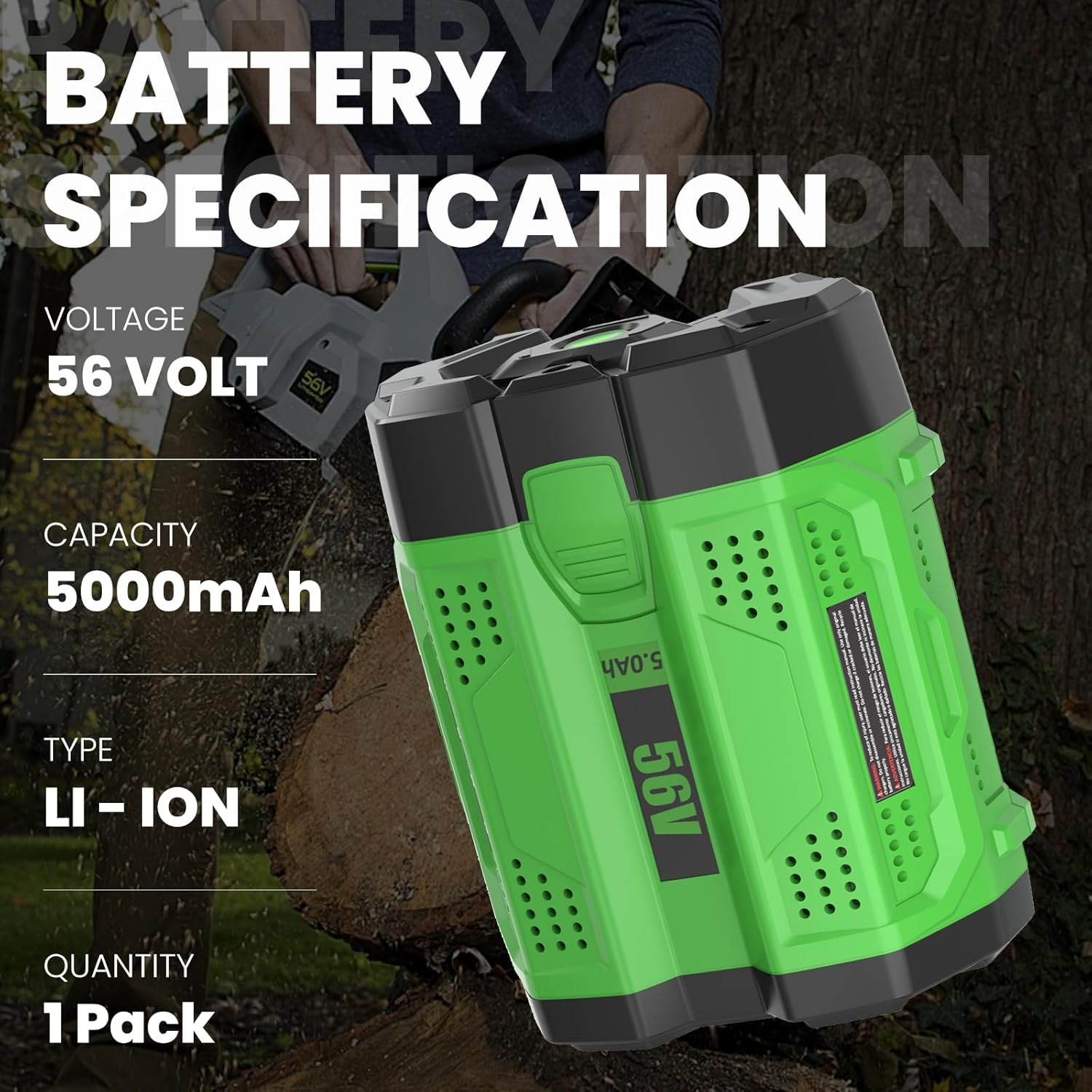 2 Packs 56V 5000mAh Replacement for EGO 56 Volt Lithium Battery 5.0Ah Compatible with 56 Volt Power+ Tools BA2800 BA4200 CS1604 CS1804 CS1403 HT2400 LB6504 LB5804 LB6500 LB4800 PH1400 Power Tools