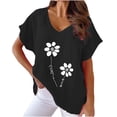 thumbnail image 3 of Pompotops Femmes T-shirts à Col en V Mode Chemisiers Féminins Confortables Tops, 3 of 6