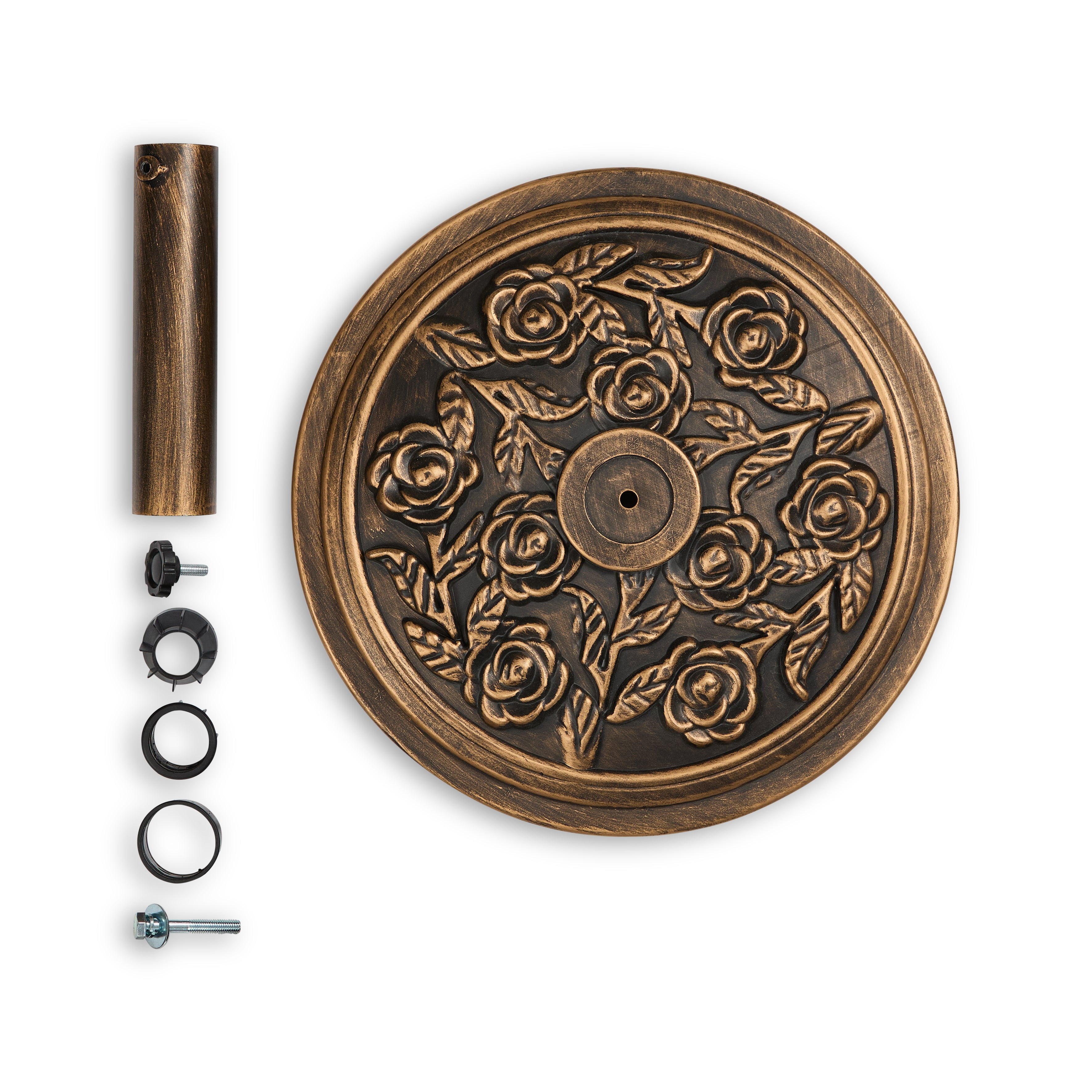 18 Inch Cast Stone Patio Umbrella Base, Bronze Powder Coated Finish