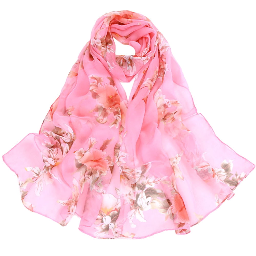 Panpany Women Schal Fashion Peach Blossom Printing Long Soft Wrap Scarf Ladies Shawl Scarves 