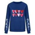 thumbnail image 3 of ClodeEU Womens Valentine's Day Heart-Print Pullover ,Crewneck Long-Sleeve Loose Sweatshirt Blue,Womens Plus S, 3 of 3