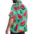 thumbnail image 3 of Watermelon Men's Hawaiian Shirt, Short Sleeve Printed Button Down Beach Casual Tops, Summer Spread Collar Men's Shirts, 3 of 6
