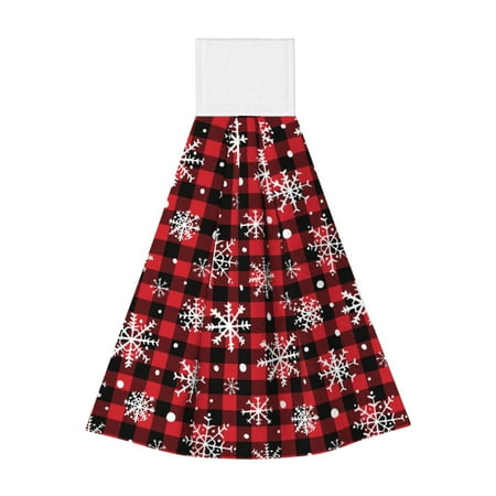 

Gaeub Buffalo Plaid Snowflakes Print Hand Towels with Hook Hanging Tie Towels Coral Velvet Dishtowels for Bathroom Restroom Home Decor