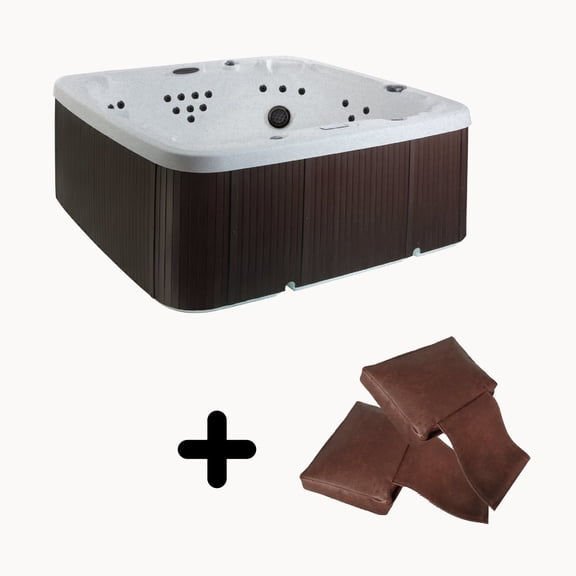 Lifesmart LS600DX Pillow Bundle - 7 Person, 65-Jet, 220v Spa, Sea Salt/ Espresso Brown with Spa Pillows included!