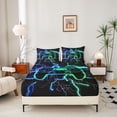thumbnail image 4 of Erosebridal Modern Gaming Twin Sheet Sets, 3D Gamepad Bedding Twin Size, Neon Lightning Bed Sheets Twin, Lightweight Bedroom Decoration, 3pcs, 4 of 6