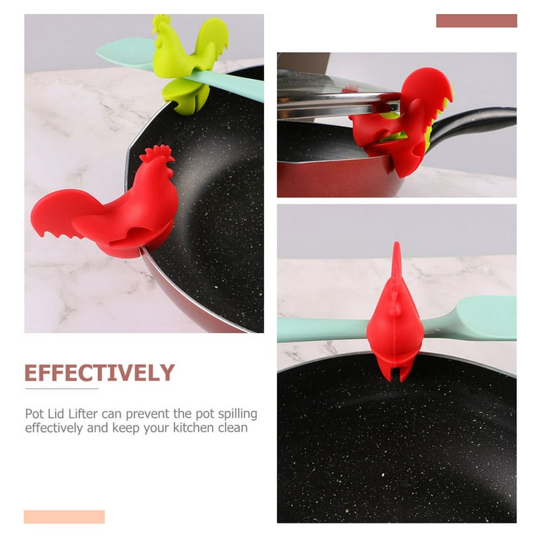 2pcs Pot Lid Lifts Silicone Rooster Spilling-proof Lid Lifter  Spilling-proof Lifters 