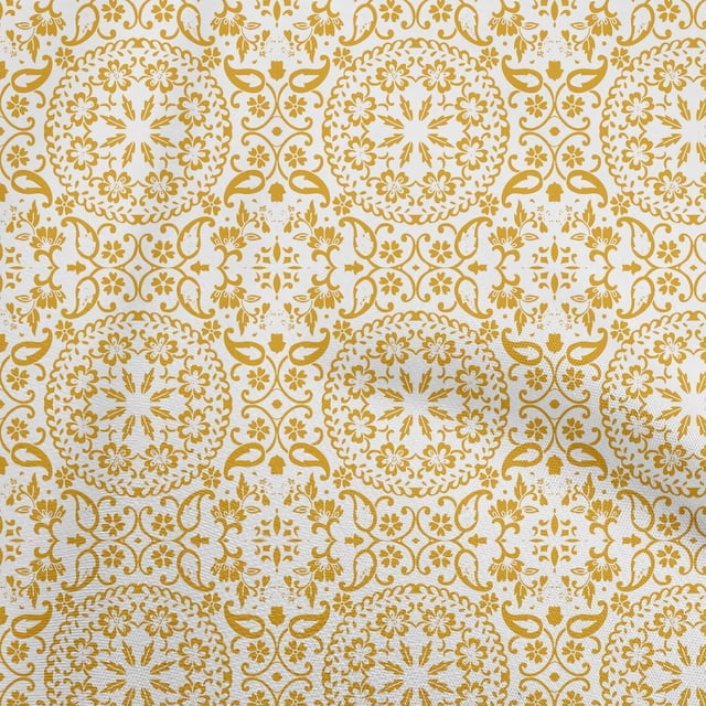 oneOone Velvet Yellow Fabric Asian Block Floral Sewing Craft Projects Fabric Prints By Yard 58 Inch Wide